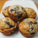 Blueberry muffins on dish