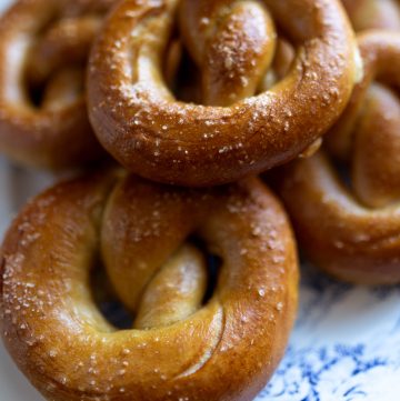 sourdough pretzels on plate
