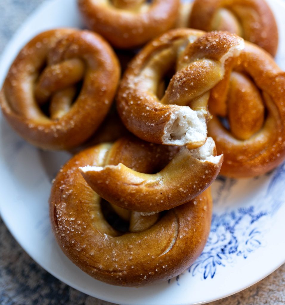 sourdough pretzels on plate